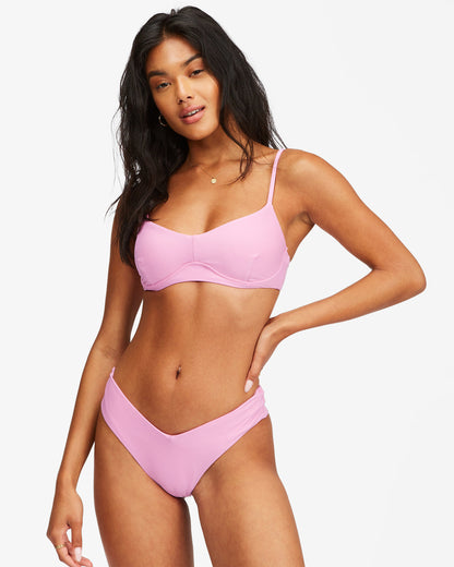Billabong Sol Searcher Fiji Bikini Bottom Paradise Pink Front; S | The model wearing a size S has a 32" bust, 24" waist, and 34" hips