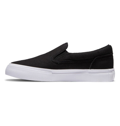 DC Kid's Manual Slip-On Shoes Black White Profile Side