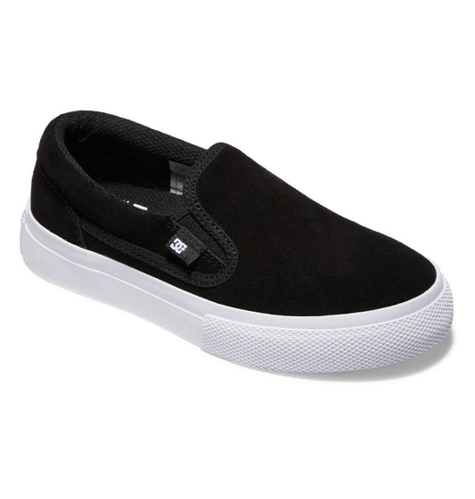 DC Shoes Youth Kids Boys Girls Manual Slip-On SD Suede Low Top Skate Shoes Black/White Main