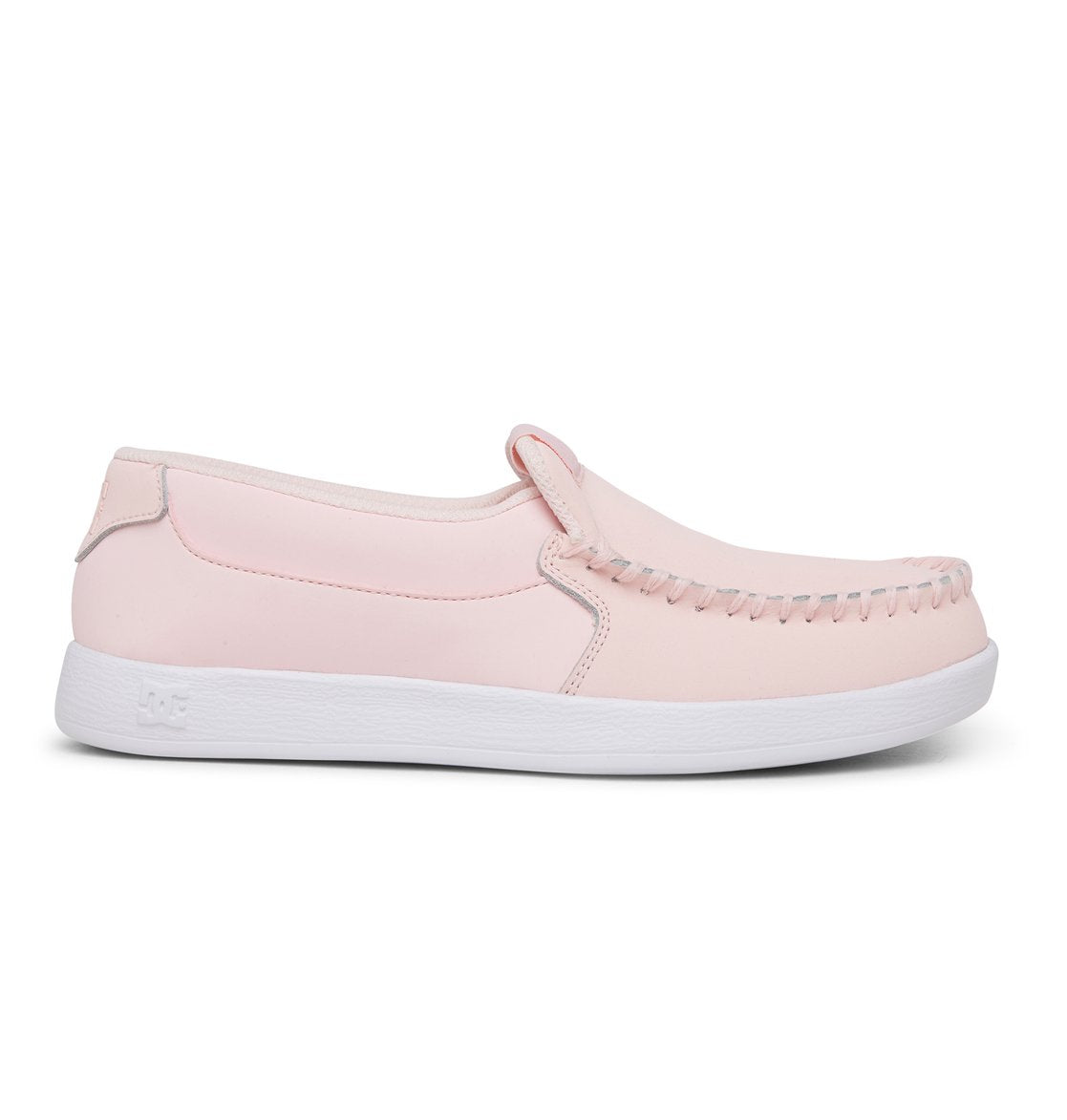 DC Shoes Girls Villain Slip-On Moccasin Light Weight Slipper Shoes Light Pink White Side 1