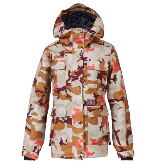 DC Shoes Women's Liberate Jacket 15K Waterproof Ski Snowboard Jacket Woodland Camo Overcast Front