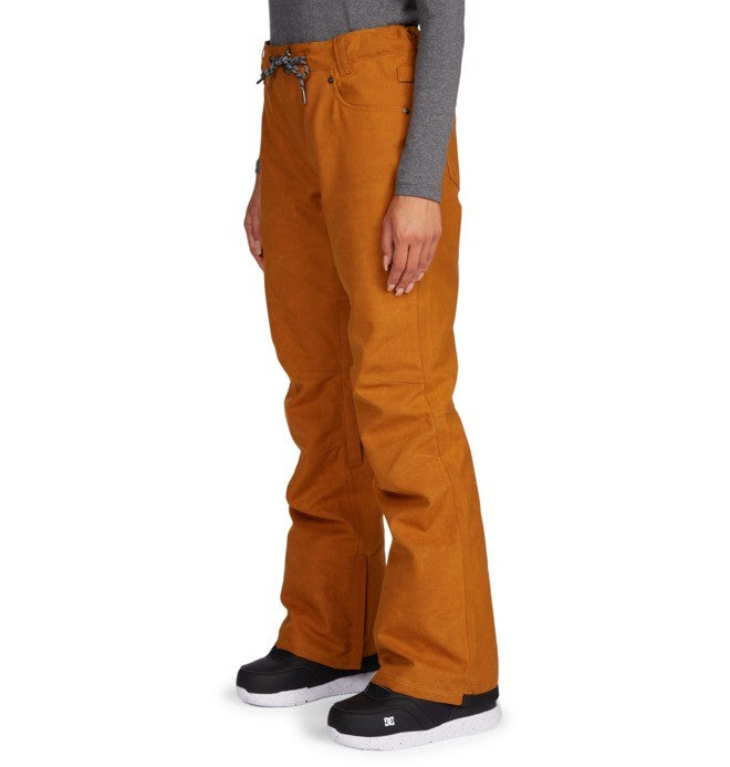 DC Shoes Womans Viva Pant 15K Waterproof Ski and Snowboard Pants Cathay Spice Brown Left Side