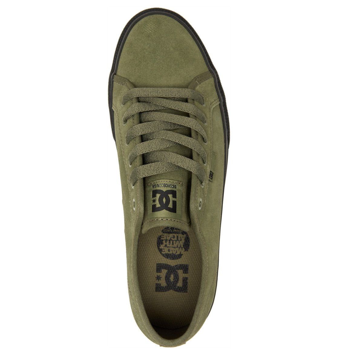 DC Shoes Men's Women's Manual Low Top Skateboarding Shoes Black Olive Top Made with Algae 
