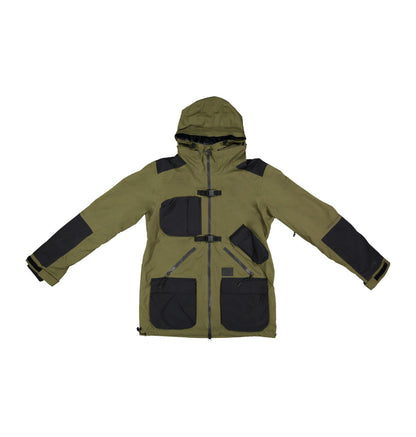 DC Shoes Mens Operative Jacket 45K Waterproof Ski and Snowboard Jacket Olive Green Black front arms extended