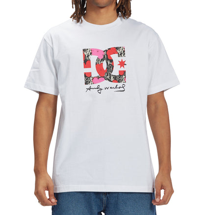 DC Shoes Men's Andy Warhol Series Flowers Short Sleeve Tee T-Shirt White Front Model