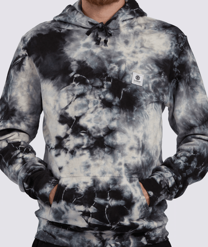 element guys wilson wash tie dye pullover hoodie hooded sweatshirt black white front model