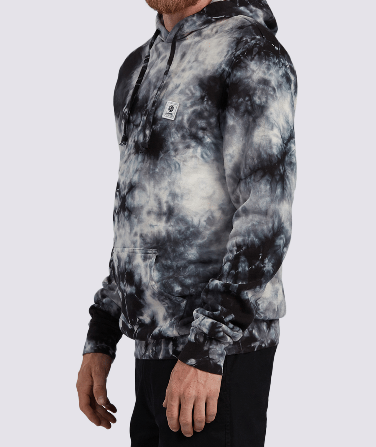 element mens wilson wash tie dye pullover hoodie hooded sweatshirt black white side 2 model