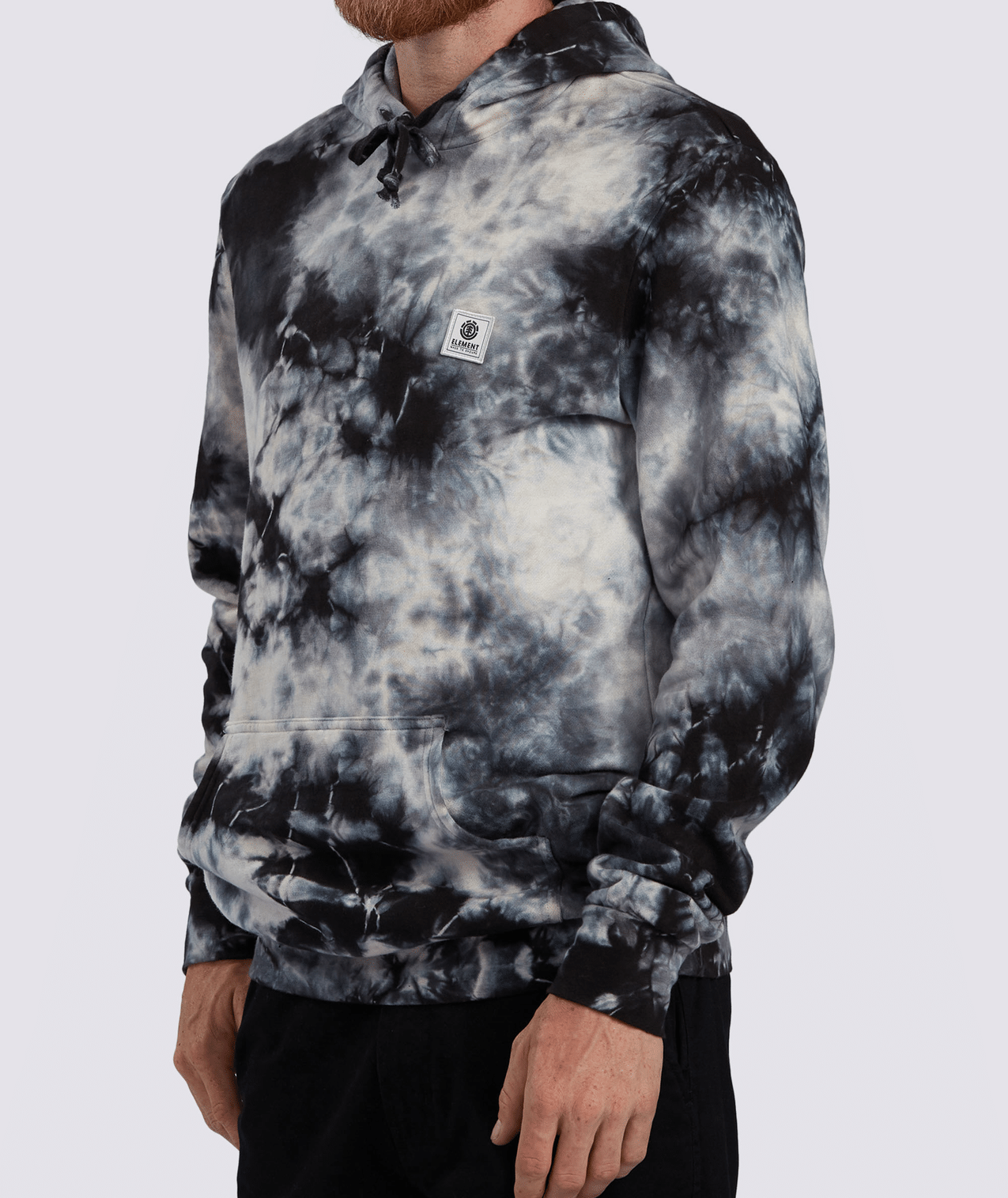 element mens wilson wash tie dye pullover hoodie hooded sweatshirt black white side model