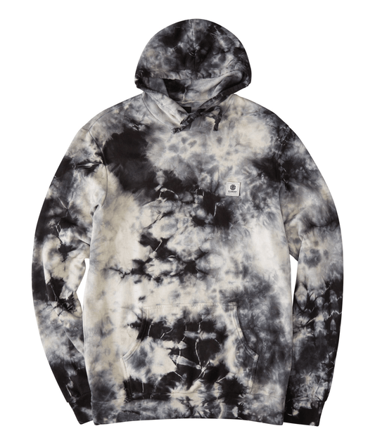 element mens wilson wash tie dye pullover hoodie hooded sweatshirt black white front