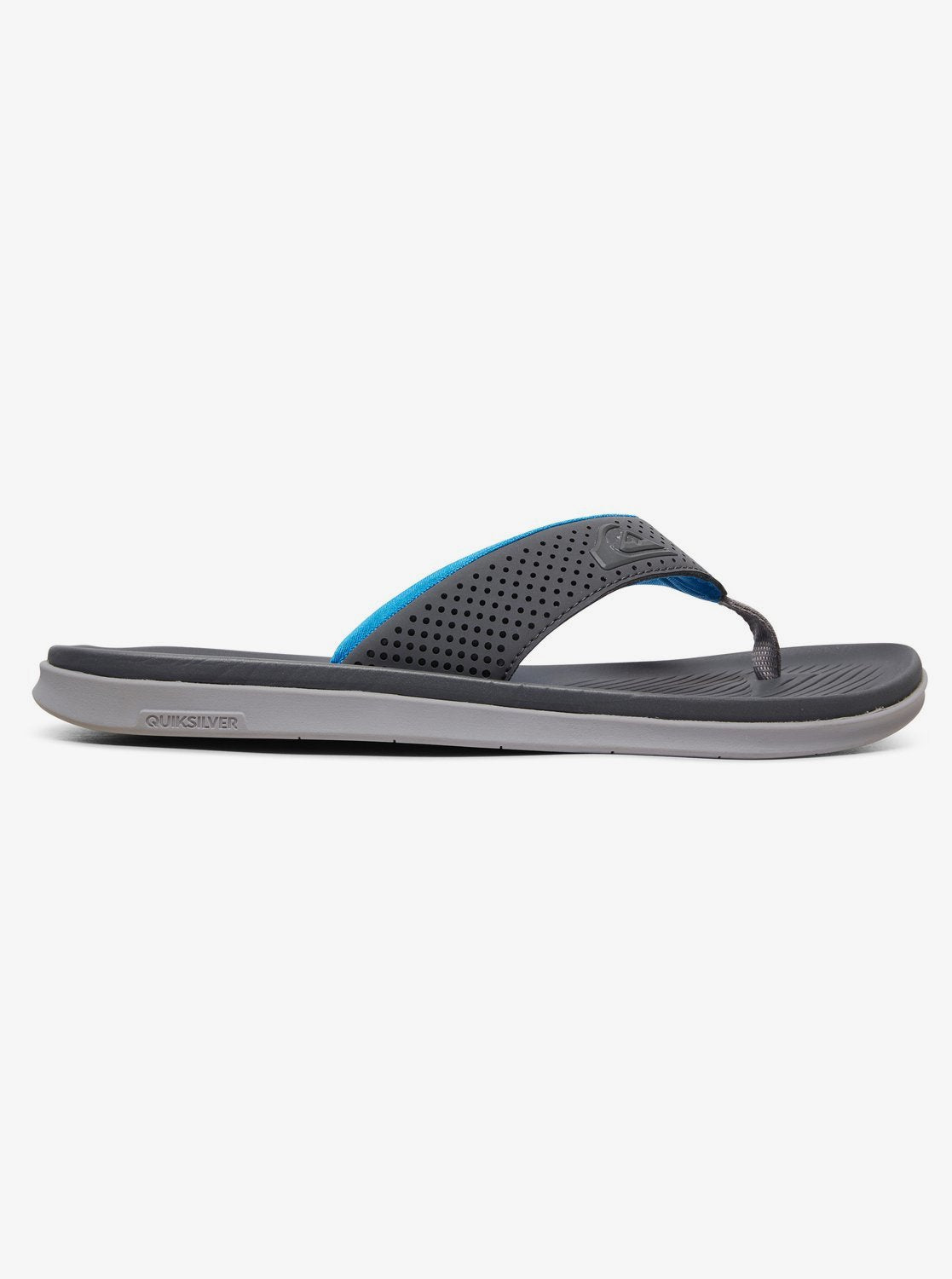 Quiksilver Men's Haleiwa Plus Flip Flops Sandals Grey Gray Blue Side 1