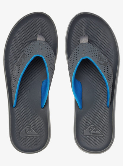 Quiksilver Men's Haleiwa Plus Flip Flops Sandals Grey Gray Blue Top