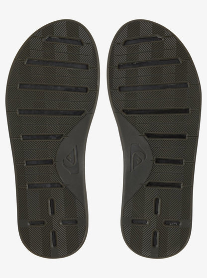 Quiksilver Men's Haleiwa Plus Nubuck Leather Flip Flops Solid Black Bottom