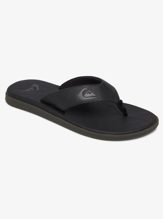 Quiksilver Men's Haleiwa Plus Nubuck Leather Flip Flops Solid Black