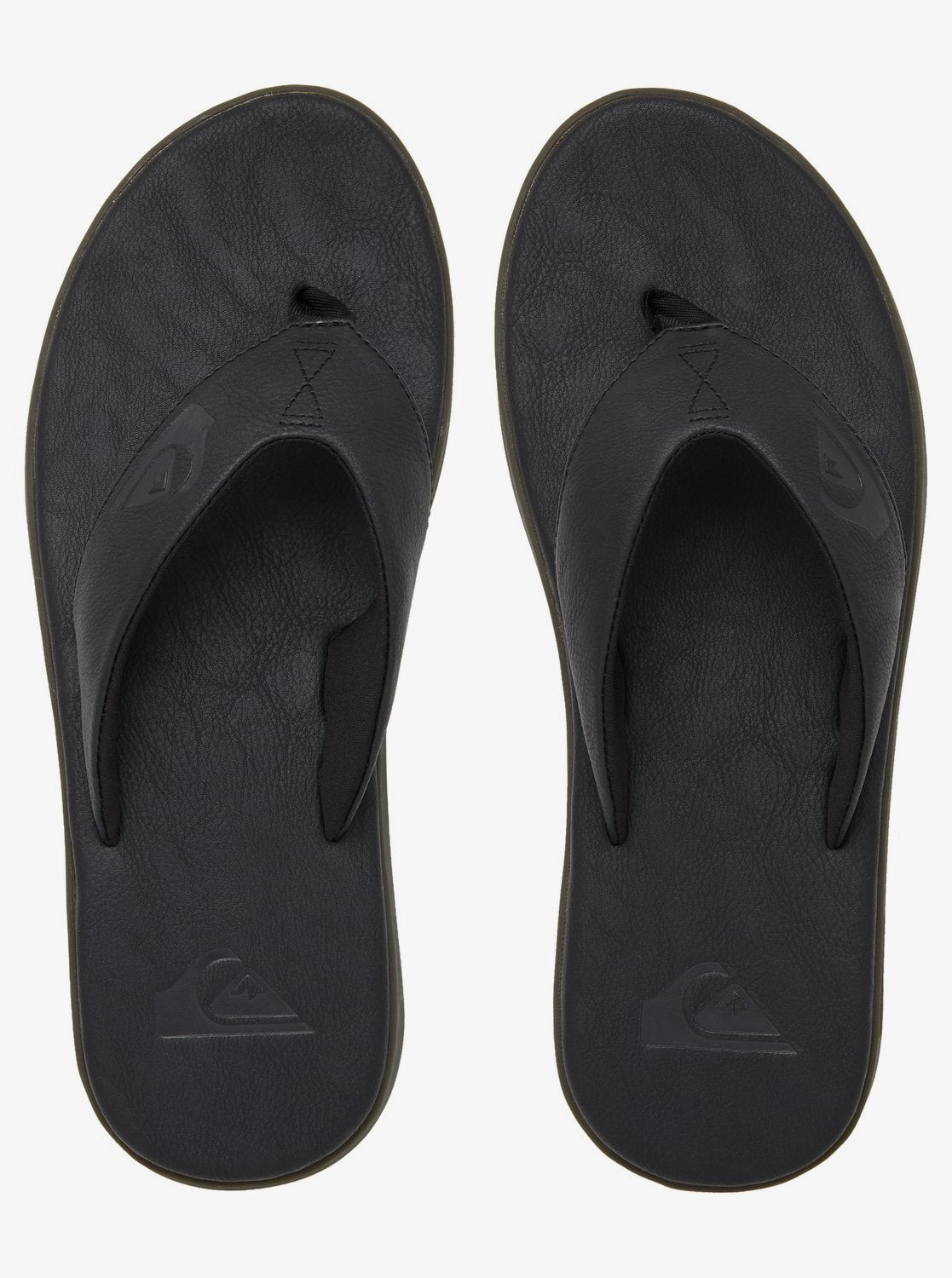 Quiksilver Men's Haleiwa Plus Nubuck Leather Flip Flops Solid Black Top