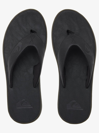 Quiksilver Men's Haleiwa Plus Nubuck Leather Flip Flops Solid Black Top