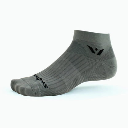 Swiftwick Mens Womens Unisex Aspire One 1" Ankle Cycling and Running Compression Socks Pewter