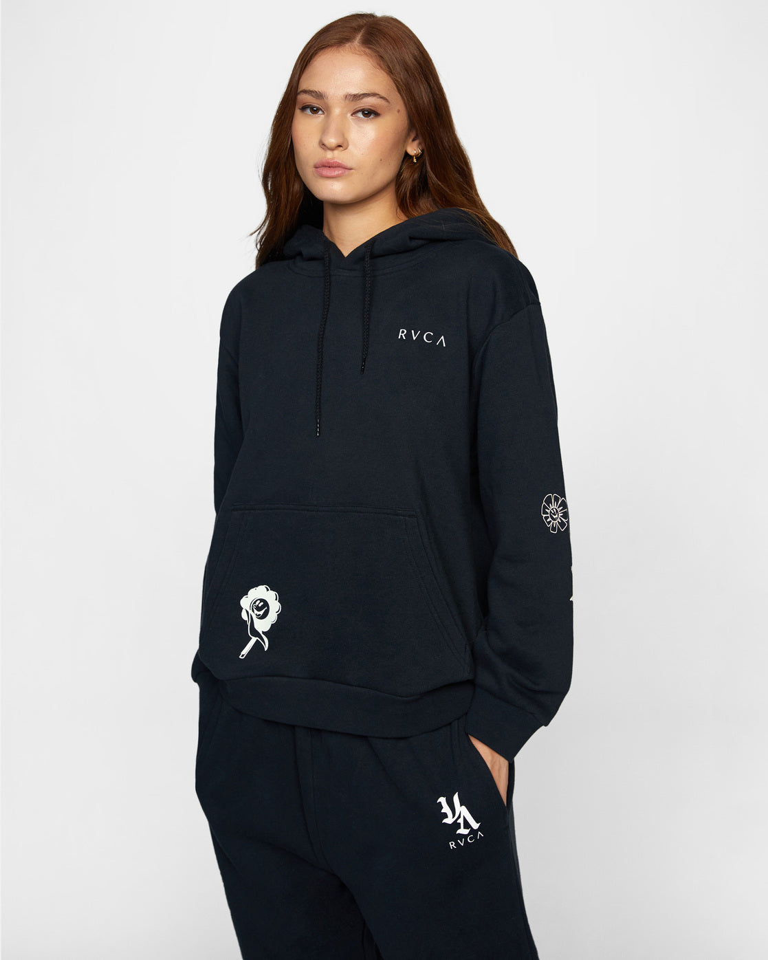 RVCA Mash Up Hoodie Black Front
