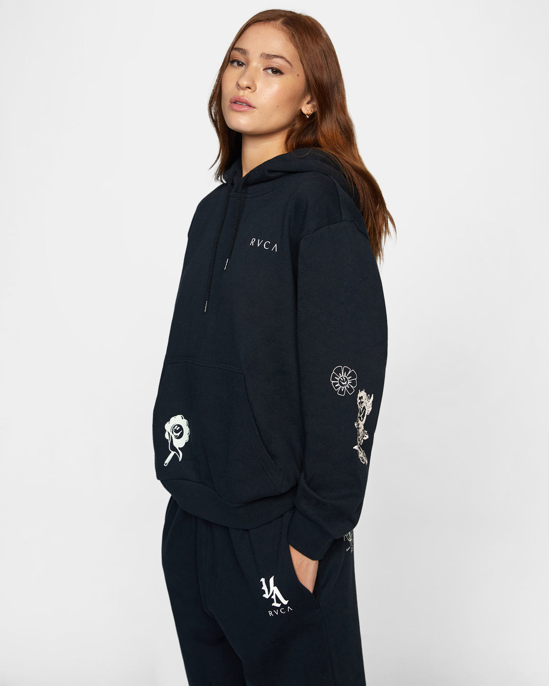 RVCA Mash Up Hoodie Black Right Front