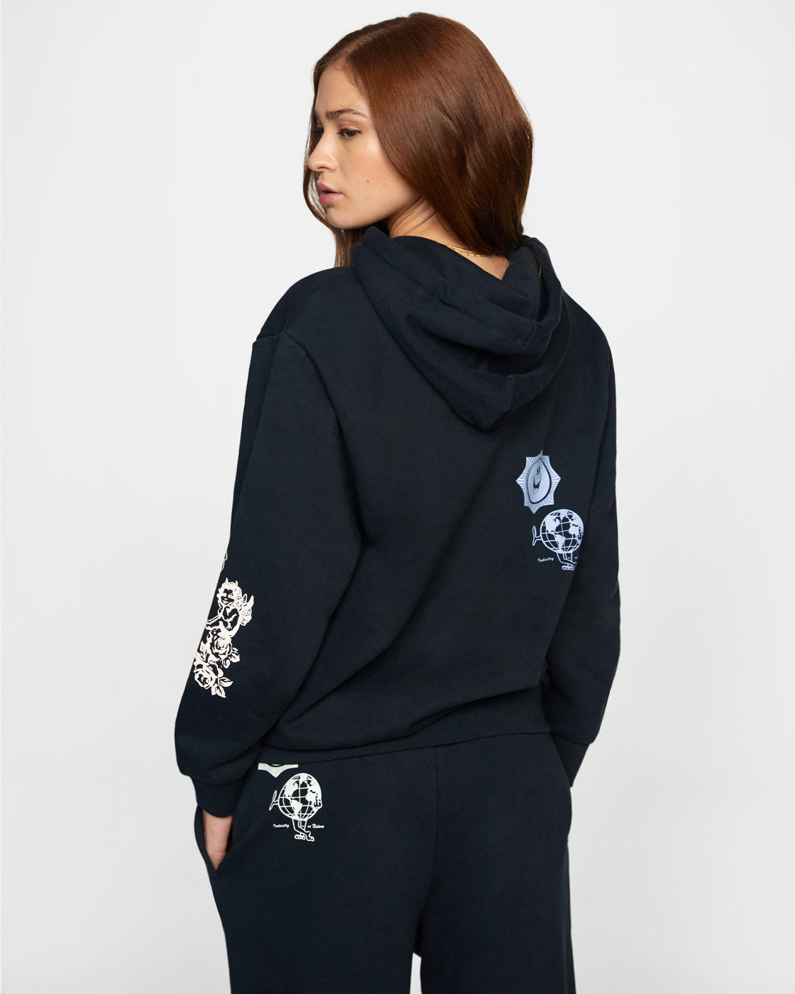 RVCA Mash Up Hoodie Black Back Left