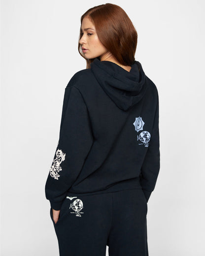 RVCA Mash Up Hoodie Black Back Left