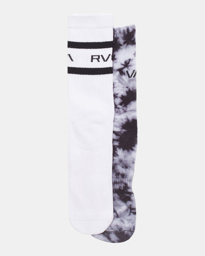 RVCA Tie Dye FB Crew Socks Two Pack Black Top