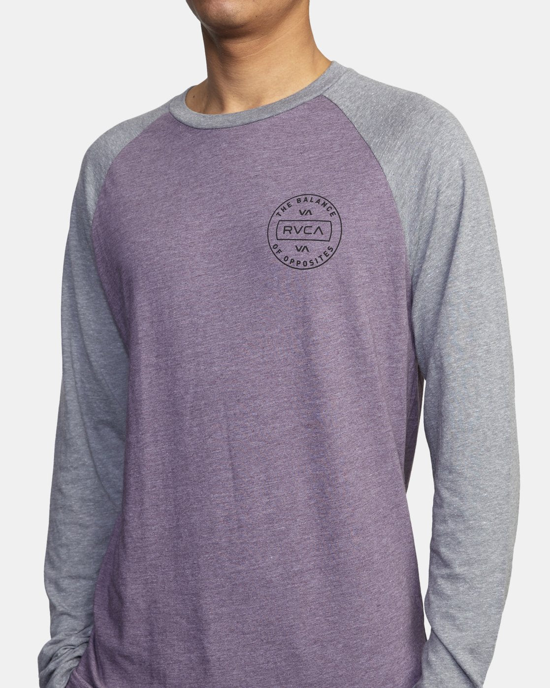 Volume Raglan Long Sleeve Dark Violet Grey Noise Logo Front