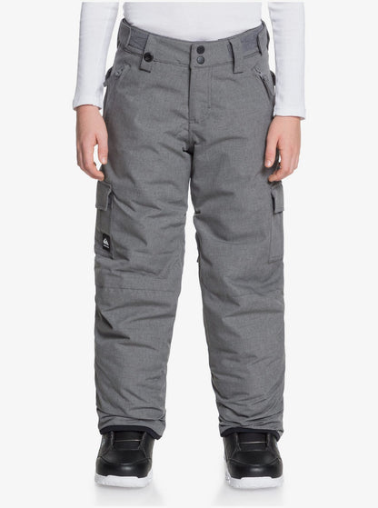 Quicksilver Porter Boy's Snow Pant Heather Grey Front View