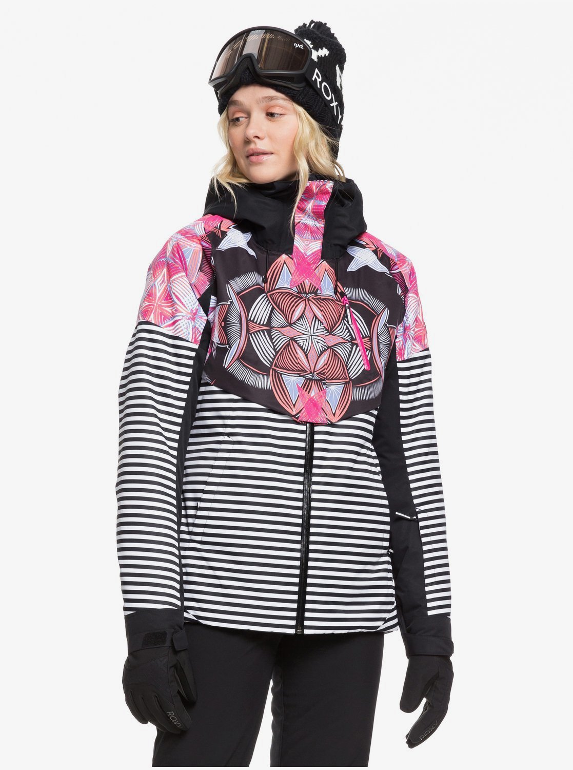 ROXY Women's Frozen Flow Ski and Snowboard Jacket Modeled Front View