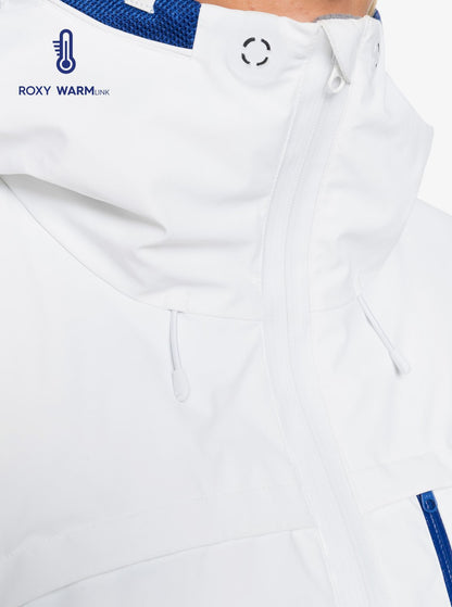 Roxy Women's Premiere Snow Jacket White Neck Close Up View