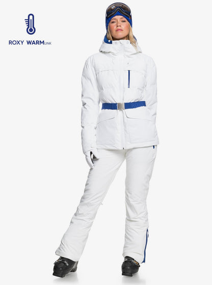 Roxy Women's Premiere Snow Jacket White Full Body Front View