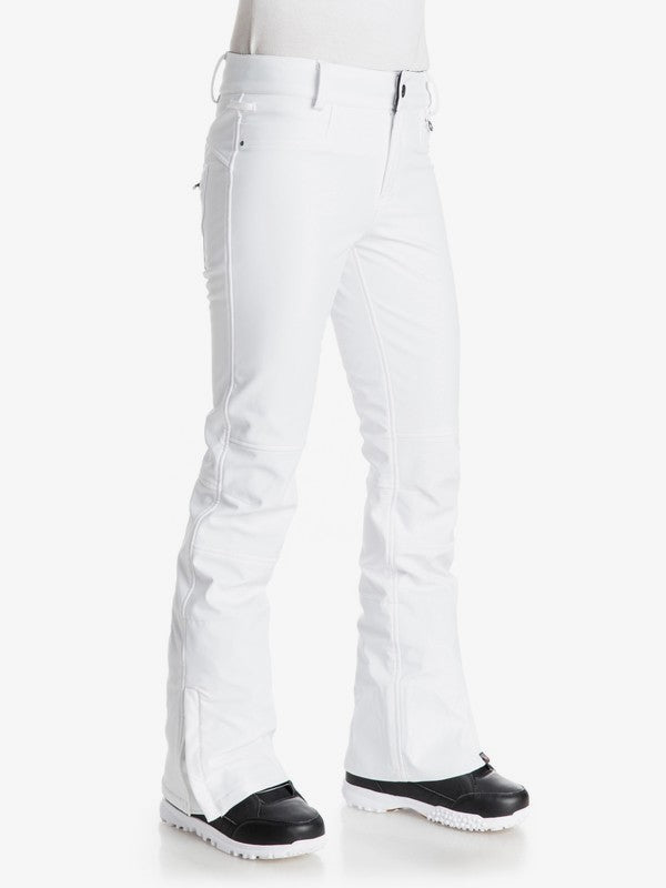 Roxy Women's Creek Snow Pant Bright White side view from model