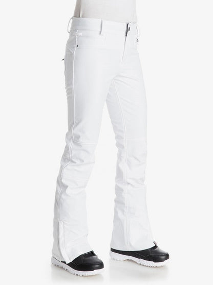 Roxy Women's Creek Snow Pant Bright White side view from model