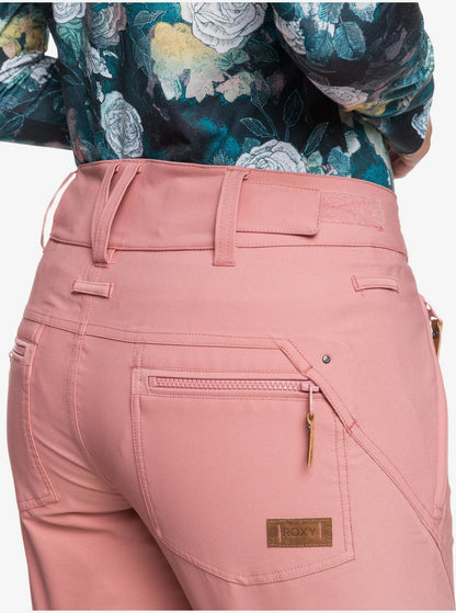 Roxy Women's Cabin Snow Pant Pink Back Pocket Close Up