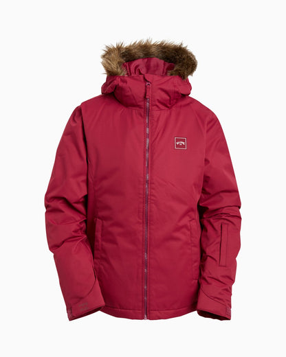 Billabong Little Girls Youth Sula 10k waterproof ski snowboard jacket ruby wine red front