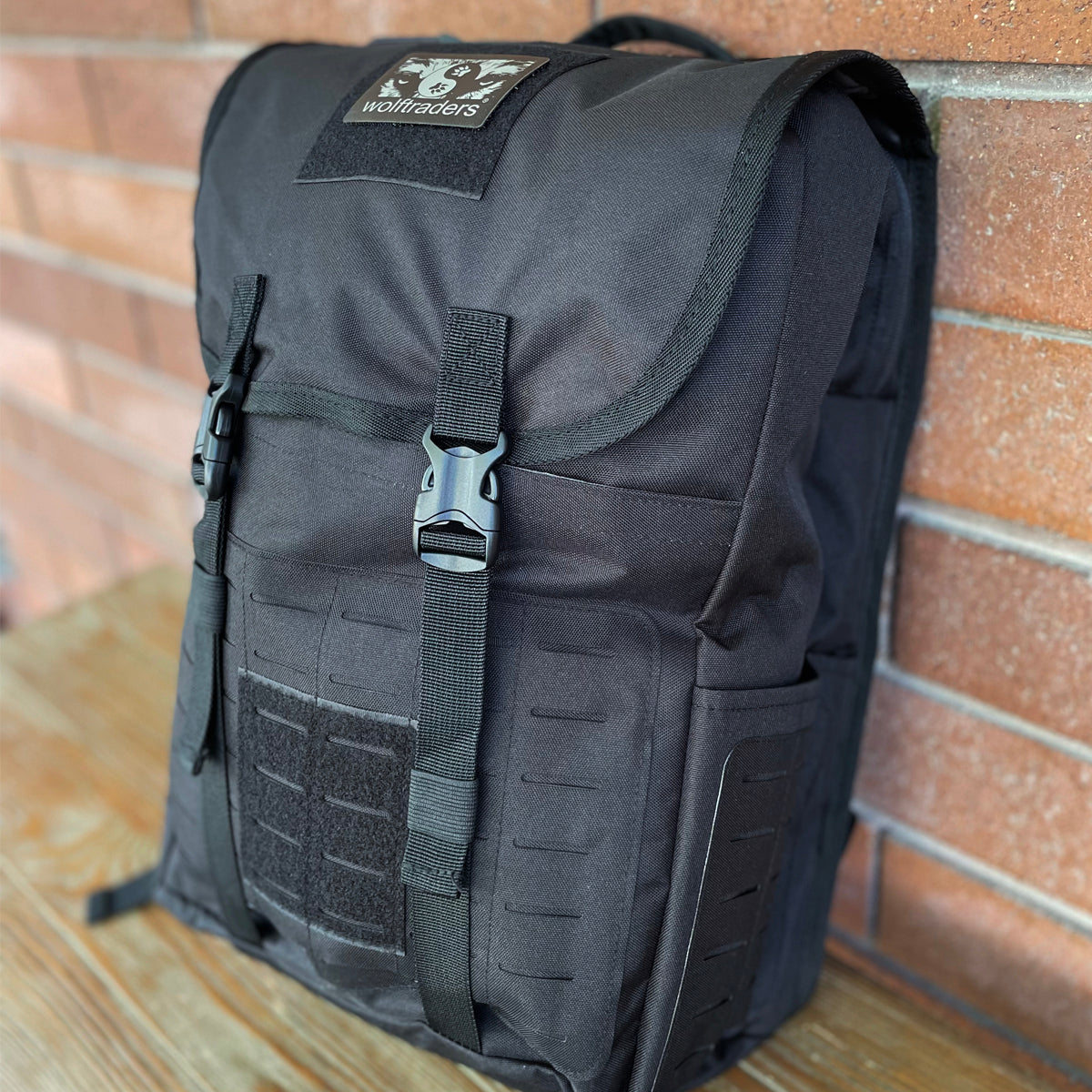 Wolftraders LoadedWolf multiOperational 40 Liter Tactical Backpack Black Molle Front