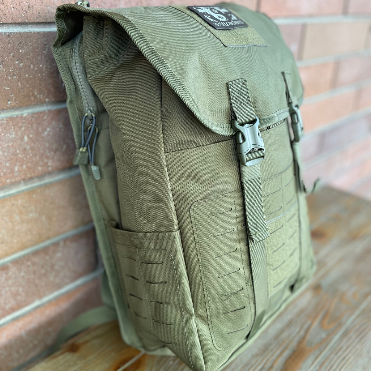 Wolftraders LoadedWolf multiOperational 40 Liter Tactical Backpack Olive Draft Green Side Molle