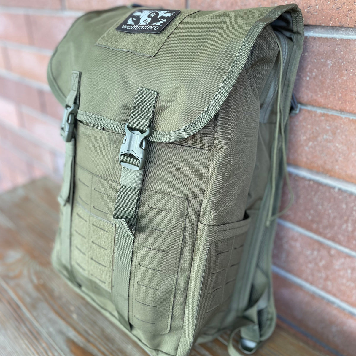 Wolftraders LoadedWolf multiOperational 40 Liter Tactical Backpack Olive Draft Green Side 2 molle and straps