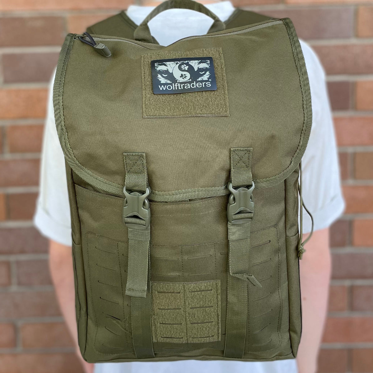 Wolftraders LoadedWolf multiOperational 40 Liter Tactical Backpack Olive Draft Green straight on model
