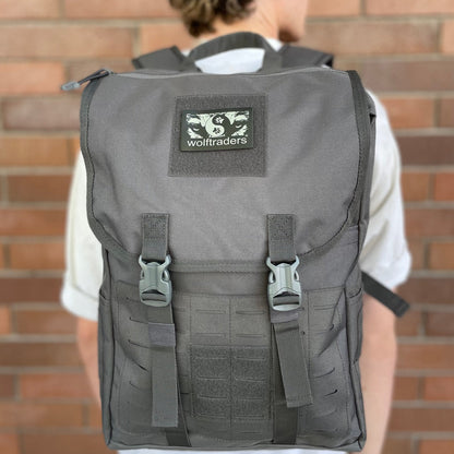 Wolftraders LoadedWolf multiOperational 40 Liter Tactical Backpack Grey straight on model