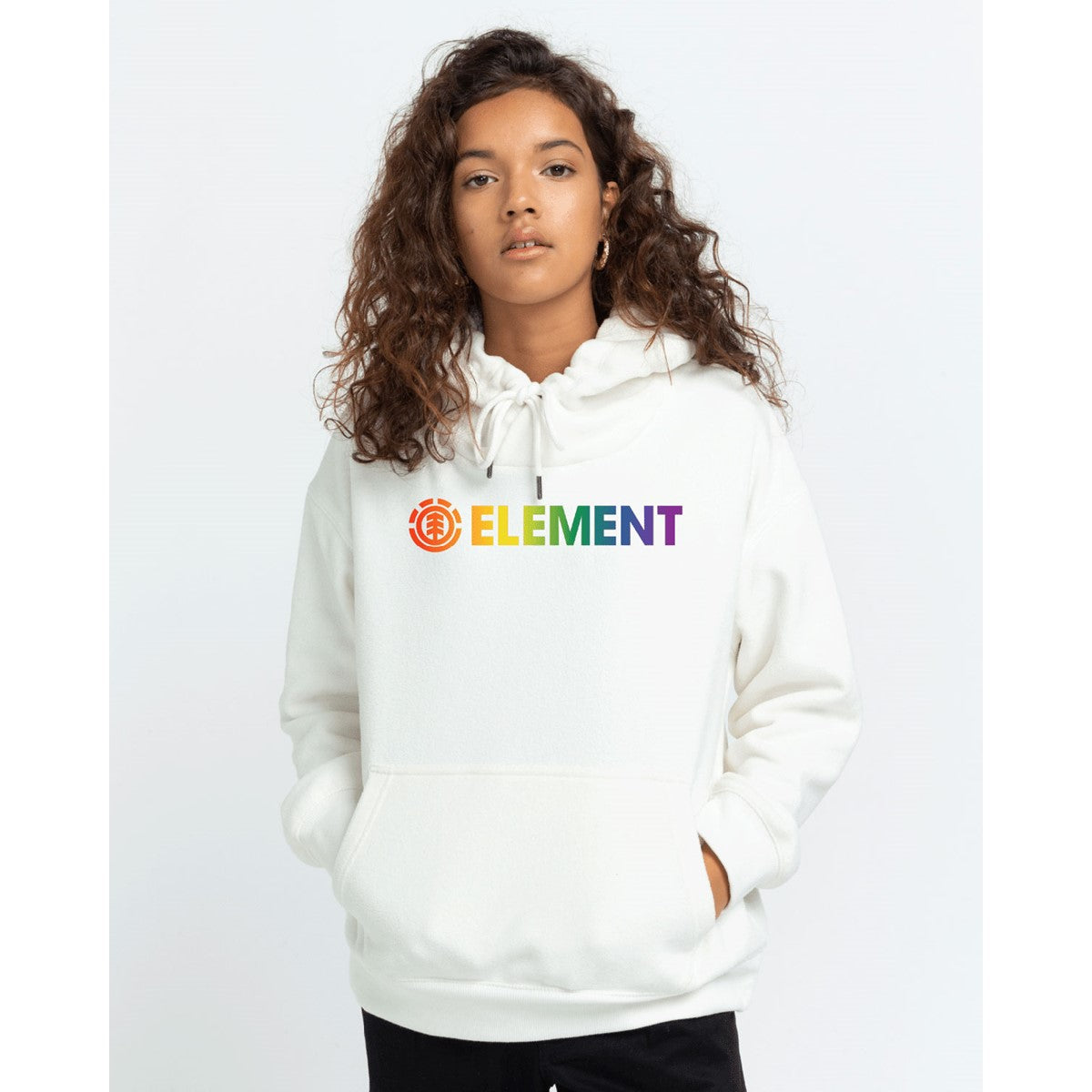 Element Women's Junior's Logic Pullover Hoodie Hooded Sweater Sweatshirt White Multi