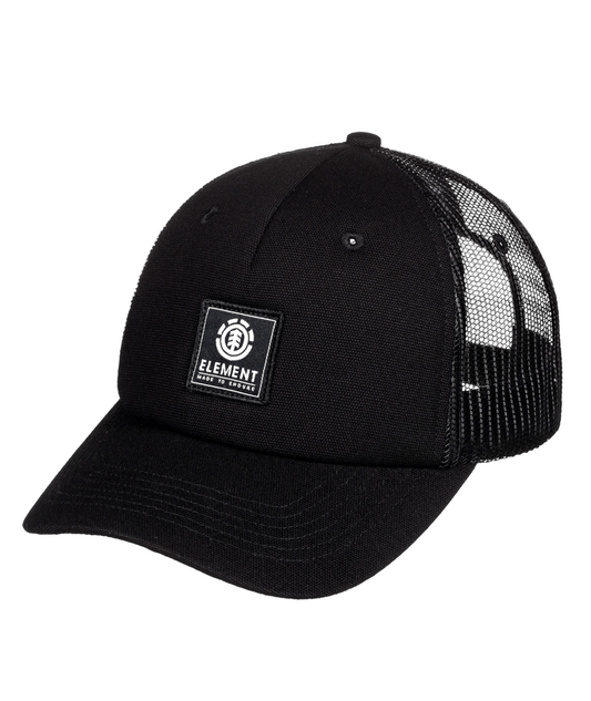 Element Icon Trucker Mesh Snapback Cap Black Curved Bill Front