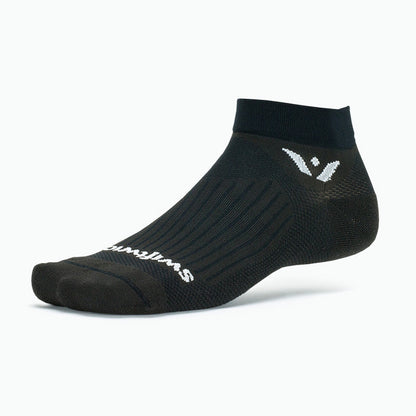 Swiftwick Mens Womens Unisex Aspire One 1" Ankle Cycling and Running Compression Socks Black