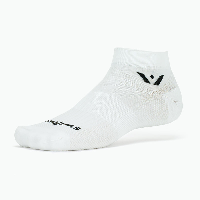 Swiftwick Mens Womens Unisex Aspire One 1" Ankle Cycling and Running Compression Socks White