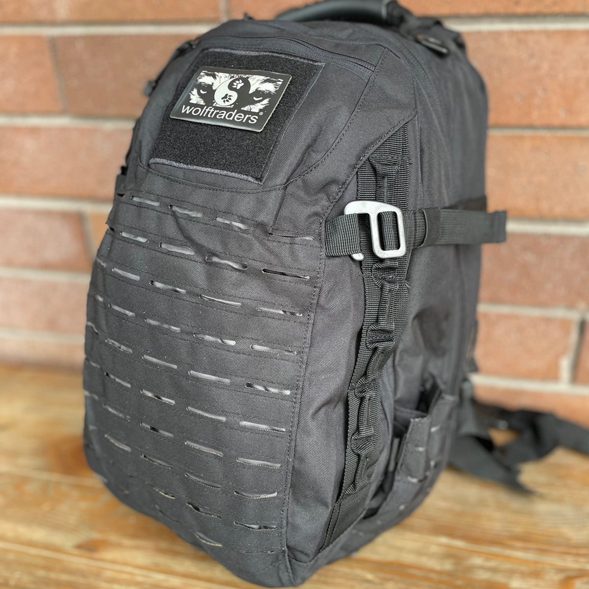 Wolftraders Wolf Mission Tactical Laser cut hydration compatible backpack black laser cut Molly straps