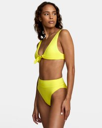 RVCA Womens Solid High Rise Bikini Swim Bottoms Citrus Yellow Side