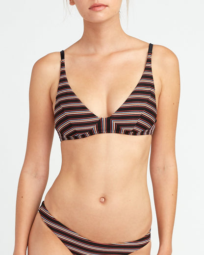 RVCA Womens Junior Bandit Bralette Black Red Stripes Front
