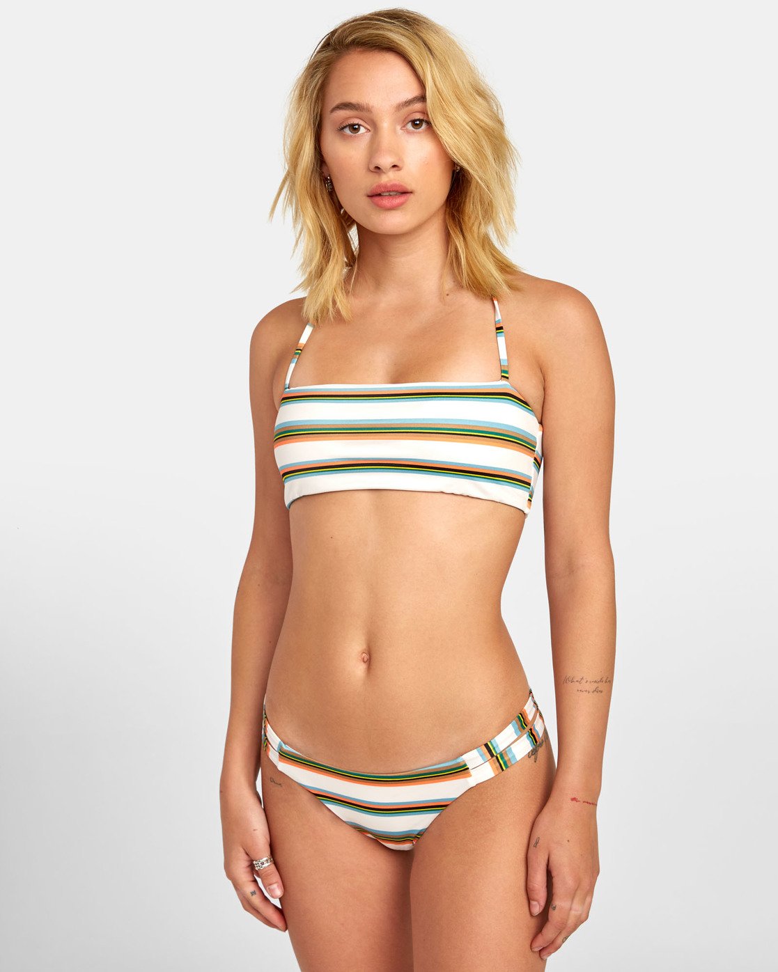 RVCA Women's Junior's Isle Bandeau Bikini Top Creme Cream Front