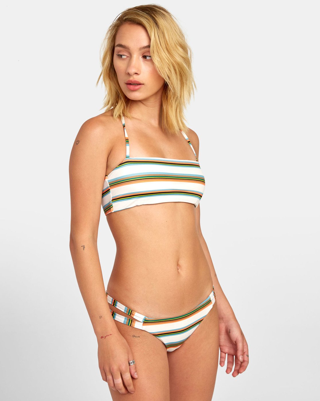 RVCA Womans Junior's Isle Bandeau Bikini Top Creme Cream Right Side front